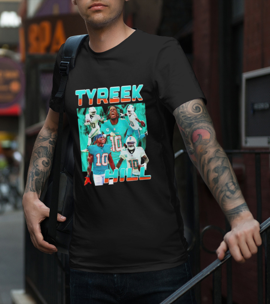 TYREEK HILL Picture Collage Miami Dolphins Football Images T-Shirt