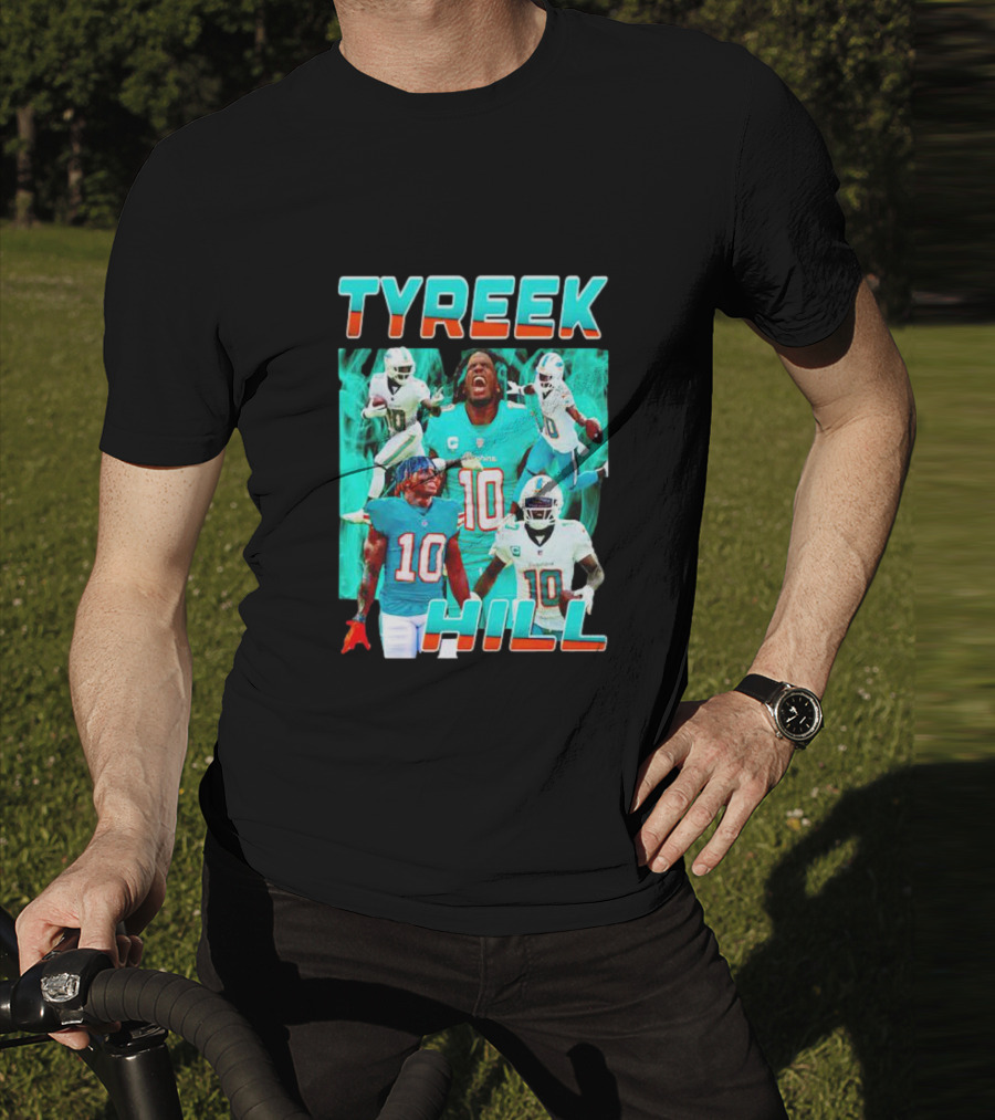 TYREEK HILL Picture Collage Miami Dolphins Football Images T-Shirt