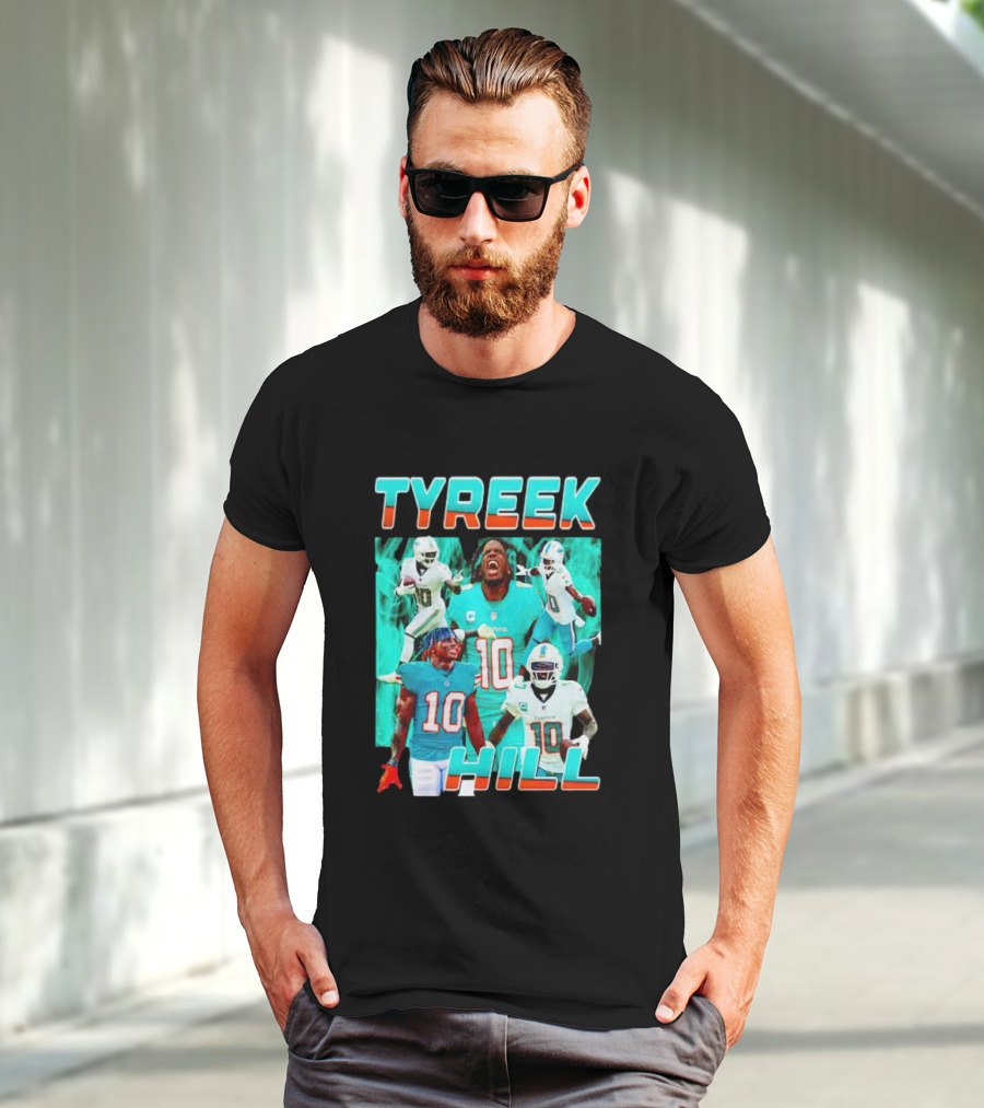 TYREEK HILL Picture Collage Miami Dolphins Football Images T-Shirt
