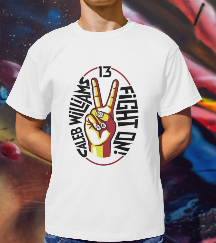Caleb Williams 13 Fight On USC Trojans Peace Sign T-Shirt