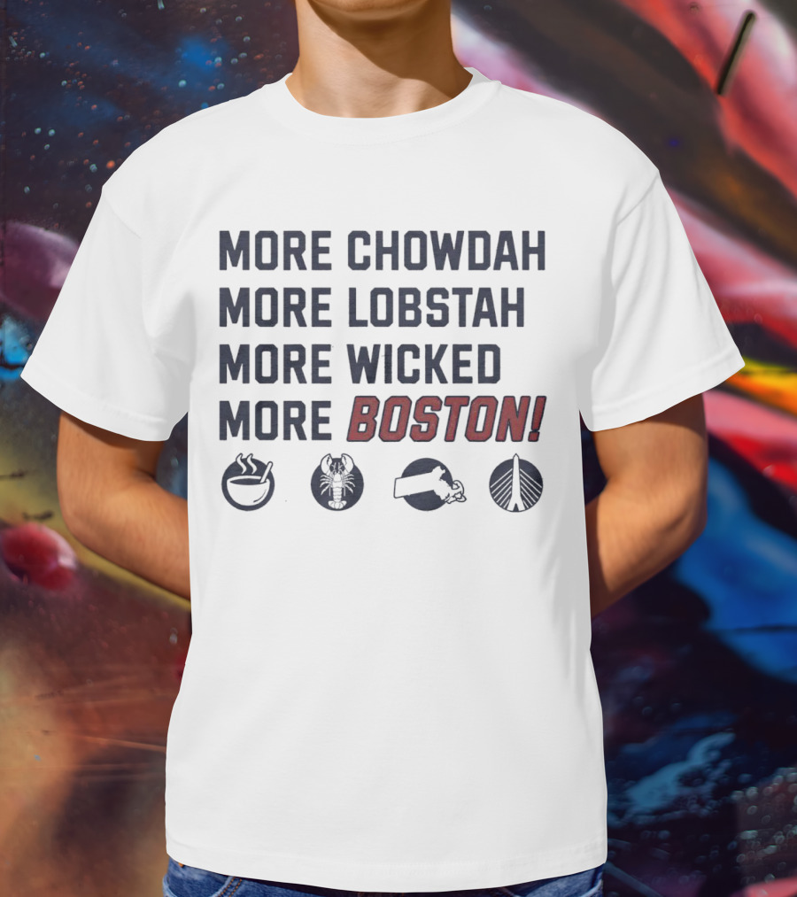 More Chowdah More Lobstah More Wicked More Boston Icons Bowl Lobster Hat Bridge T-Shirt