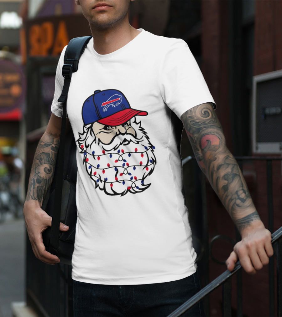 Santa Buffalo Bills Christmas Lights Beard Football T-Shirt