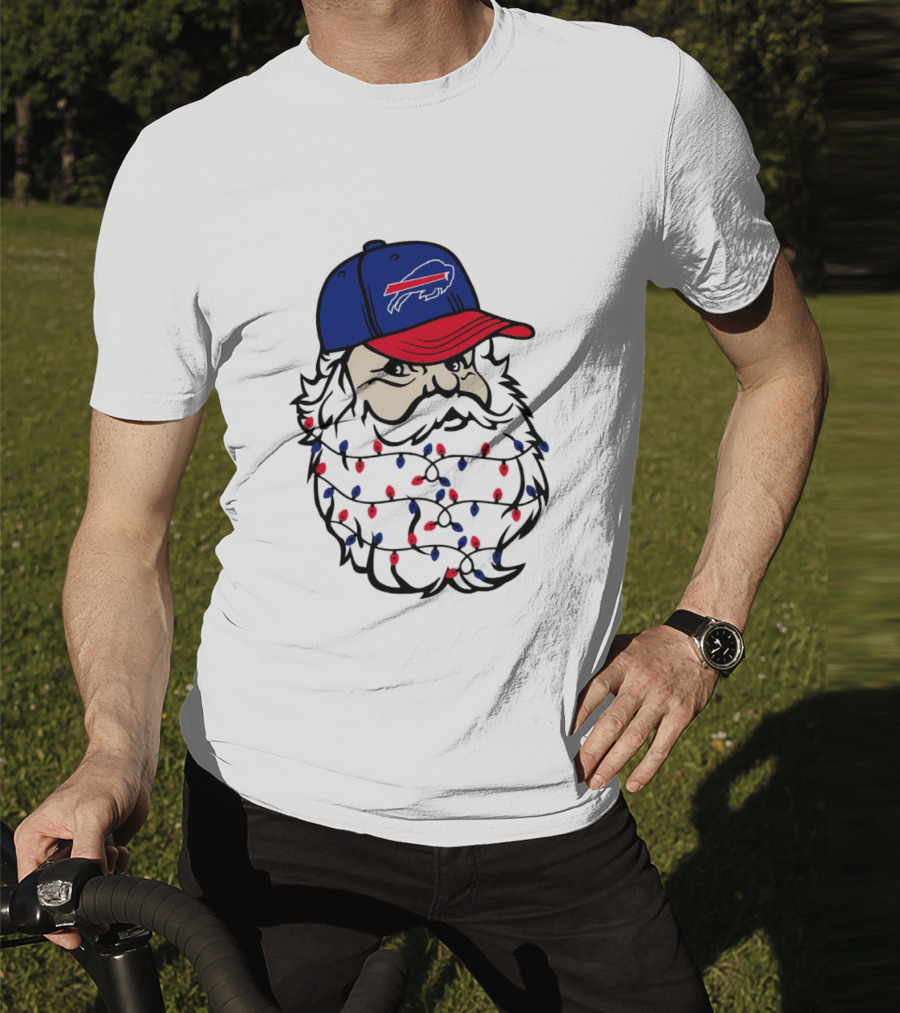 Santa Buffalo Bills Christmas Lights Beard Football T-Shirt