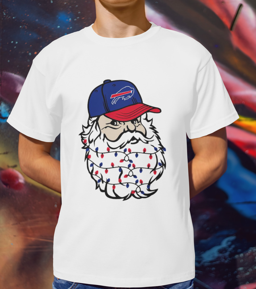Santa Buffalo Bills Christmas Lights Beard Football T-Shirt