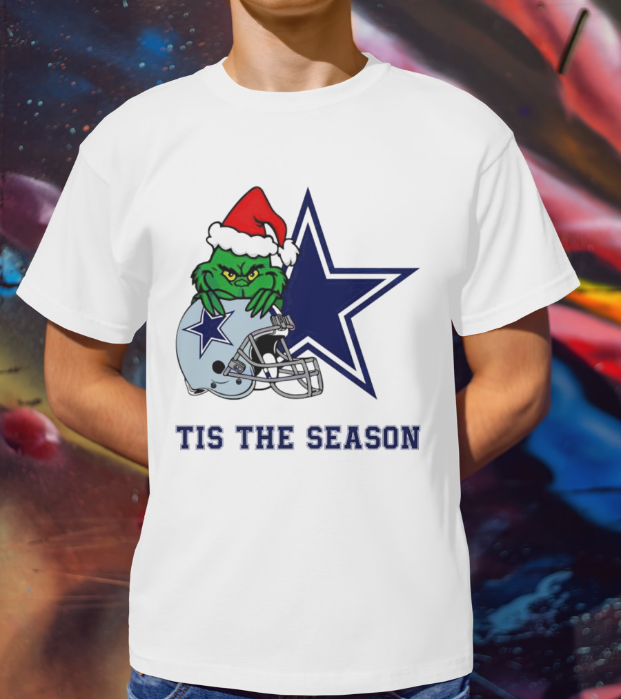 Santa Grinch Dallas Cowboys Tis The Season Christmas T-Shirt