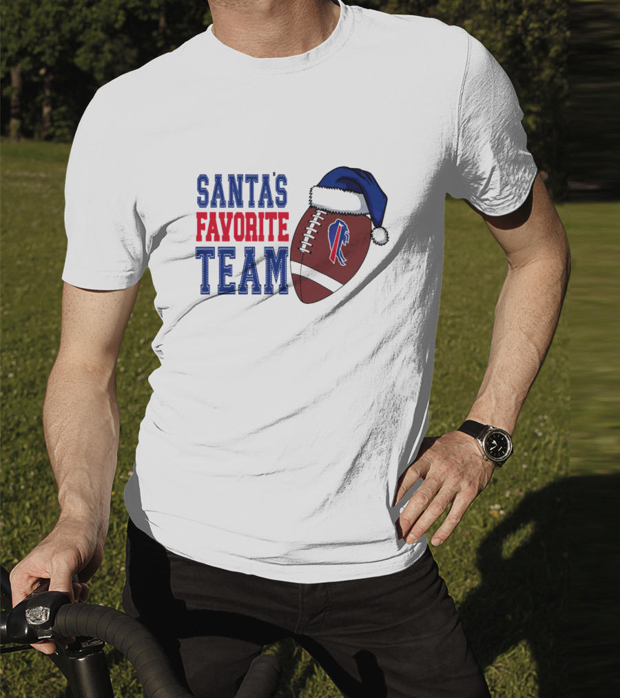 Santa's Favorite Team Buffalo Bills Christmas Football Holiday T-Shirt