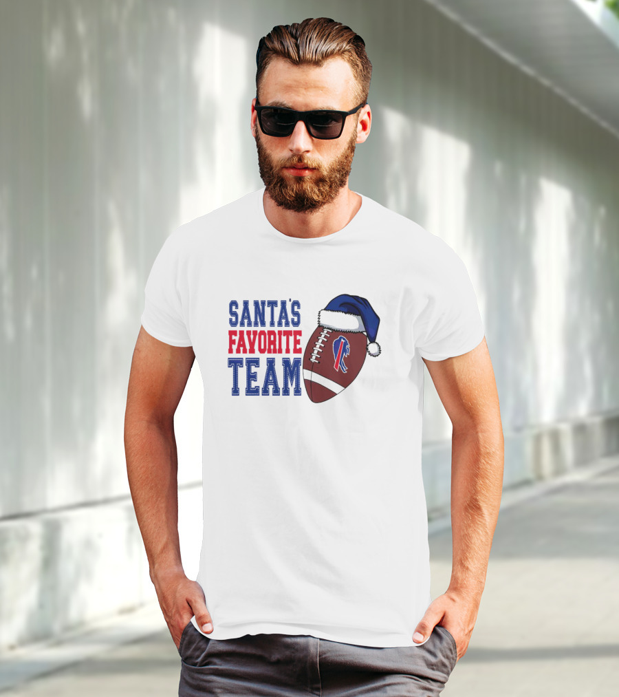 Santa's Favorite Team Buffalo Bills Christmas Football Holiday T-Shirt