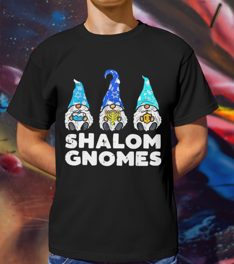 Shalom Gnomes Hanukkah Menorah Star Of David T-Shirt