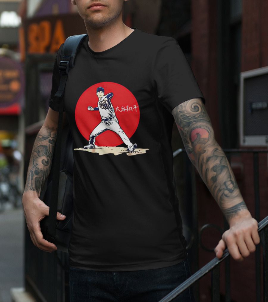 Shohei Ohtani Japanese Baseball Pitcher Icon Red Circle Kanji T-Shirt