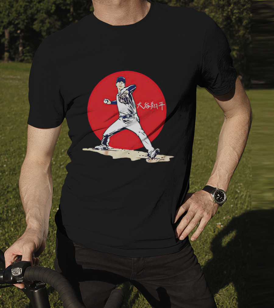 Shohei Ohtani Japanese Baseball Pitcher Icon Red Circle Kanji T-Shirt