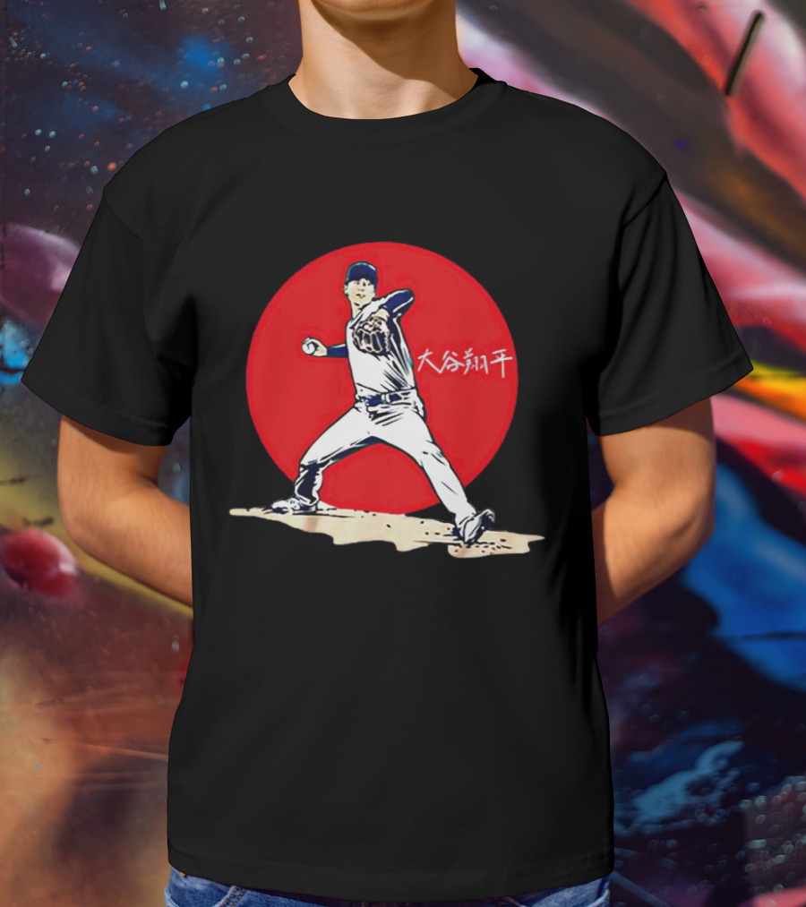 Shohei Ohtani Japanese Baseball Pitcher Icon Red Circle Kanji T-Shirt