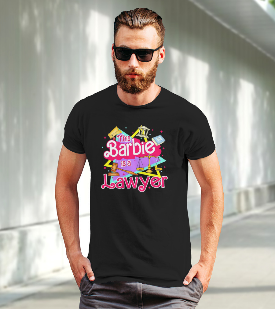 This Barbie Is A Lawyer With Scales Of Justice And Legal Icons T-Shirt