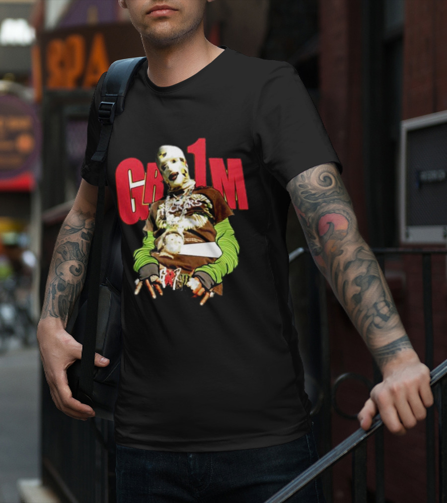 AWGE Grim Masked Figure With Layers And Skeleton Hands T-Shirt