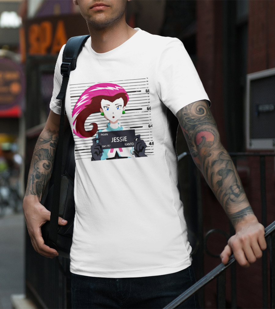 Jessie Mugshot Team Rocket Pokemon Anime T-Shirt