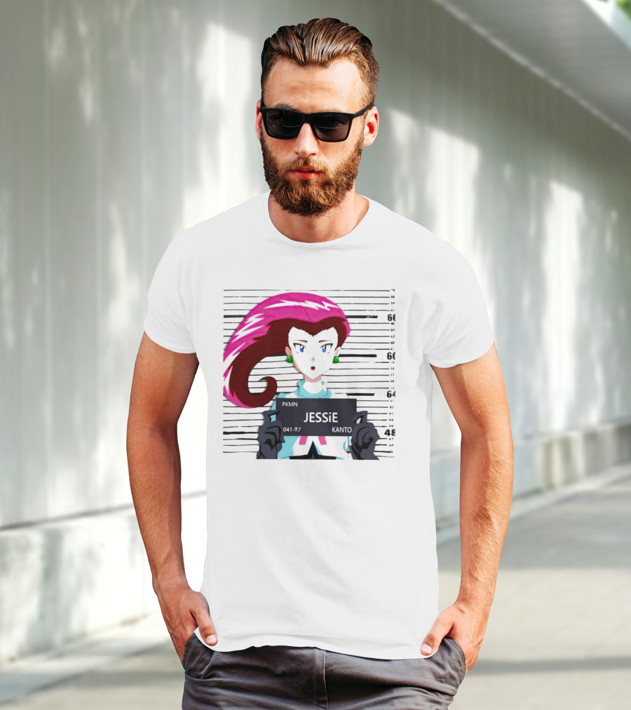Jessie Mugshot Team Rocket Pokemon Anime T-Shirt