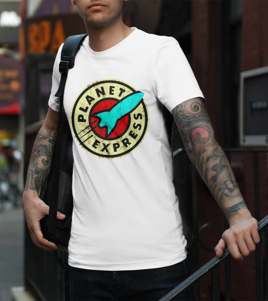 Retro Planet Express Rocket Emblem T-Shirt