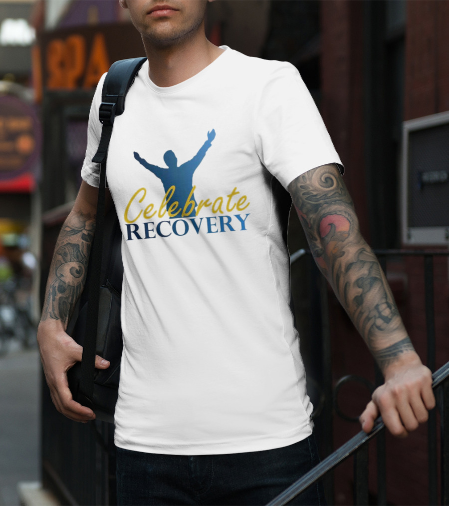Celebrate Recovery Uplifted Silhouette And Text T-Shirt
