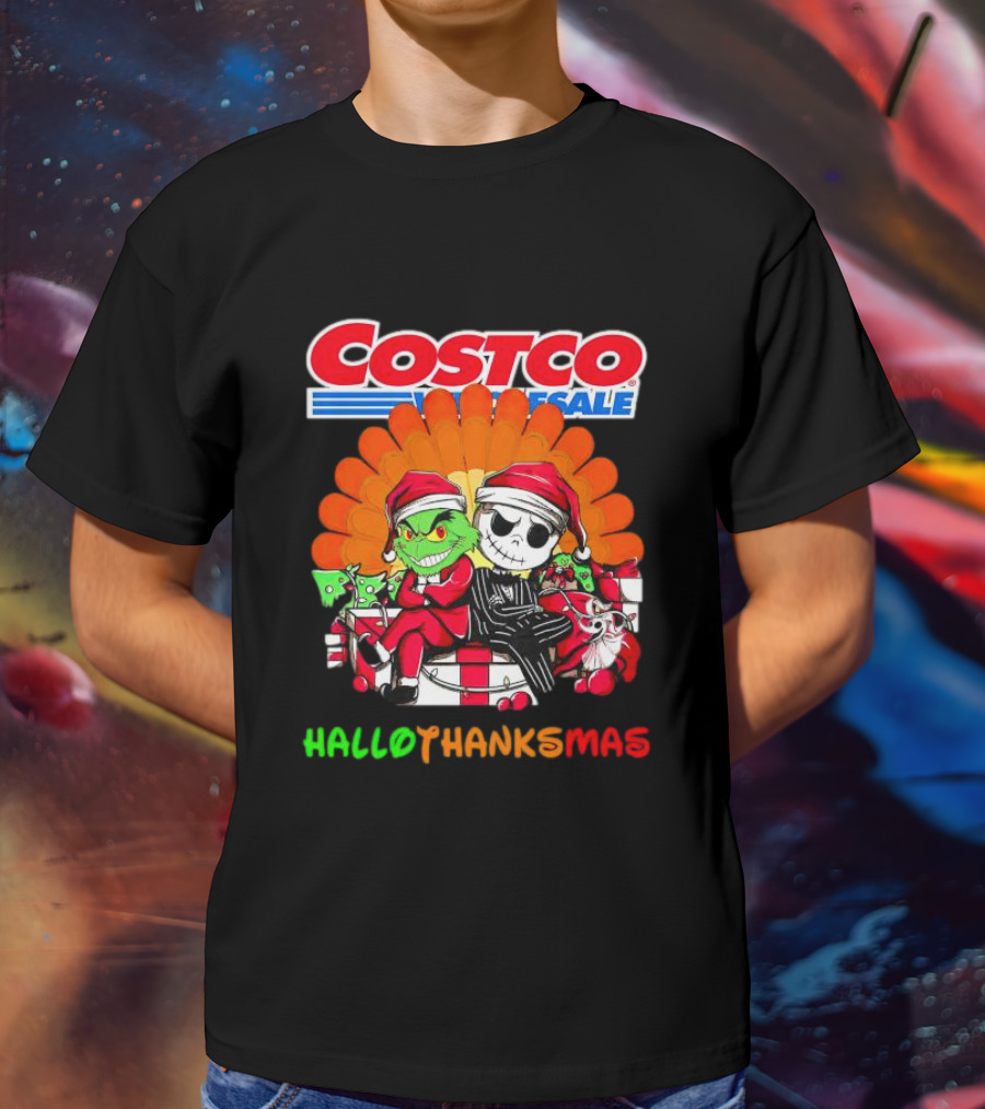 Costco Wholesale Grinch And Jack Skellington HalloThanksMas T-Shirt