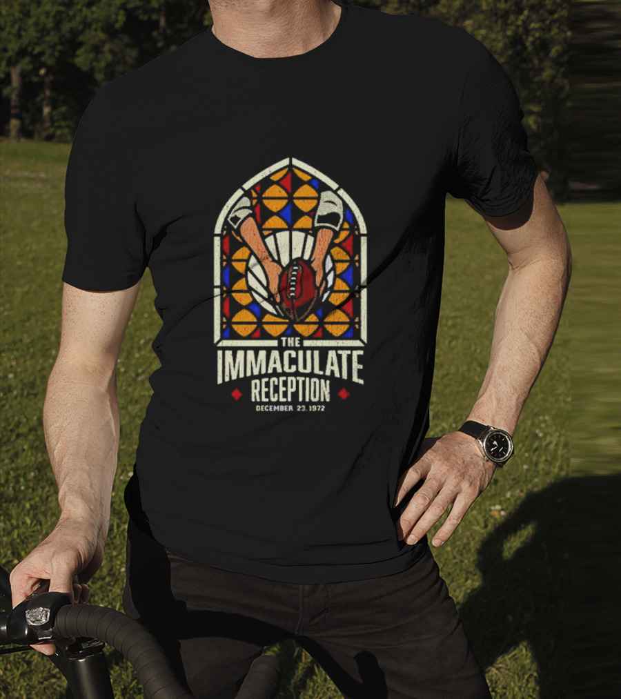The Immaculate Reception December 23, 1972 Stained Glass Football Catch T-Shirt