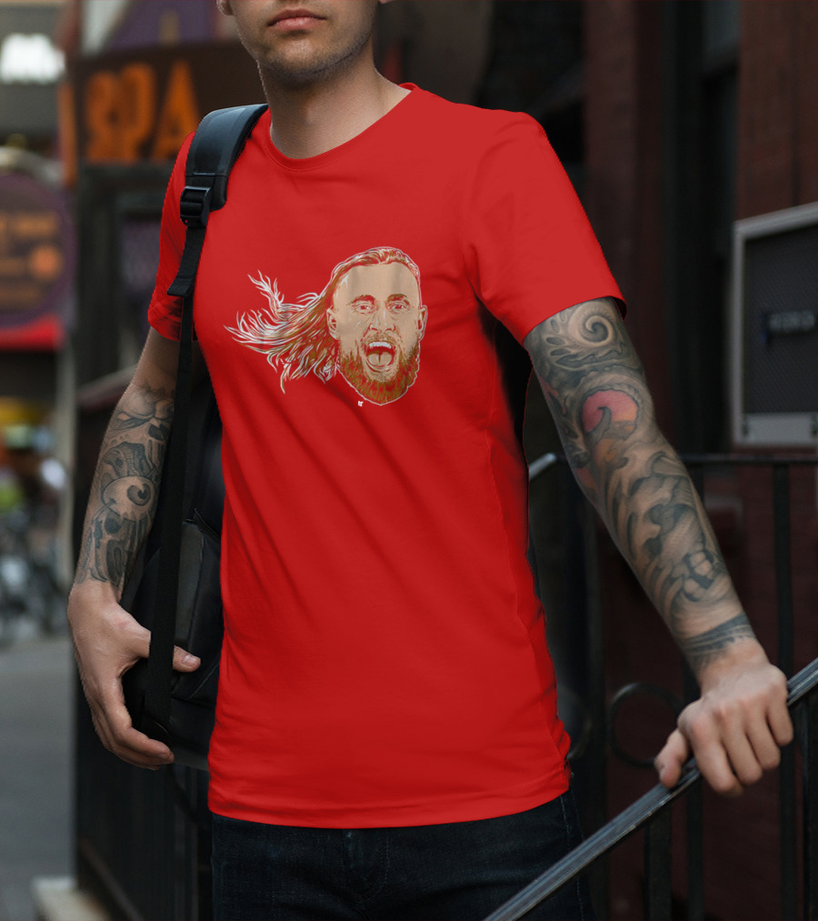 George Kittle Swag Head 49ers Red Beard Roaring Face T-Shirt