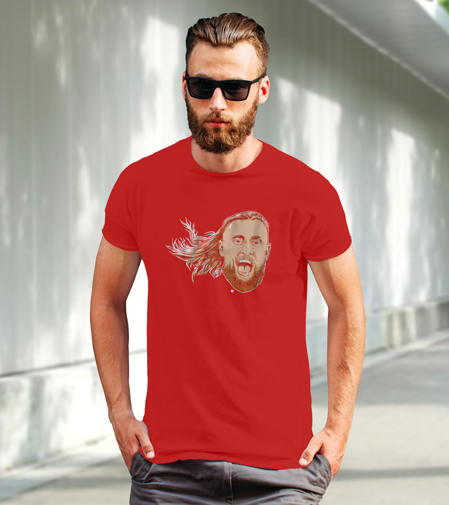 George Kittle Swag Head 49ers Red Beard Roaring Face T-Shirt