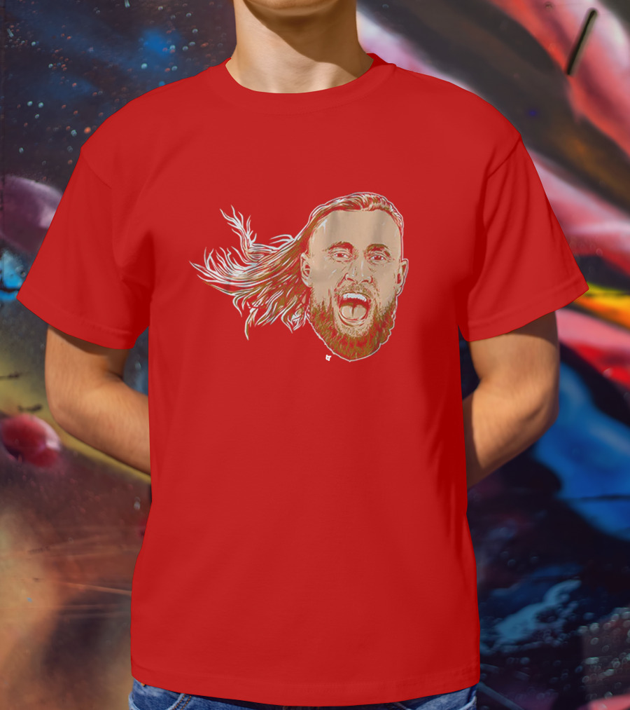 George Kittle Swag Head 49ers Red Beard Roaring Face T-Shirt