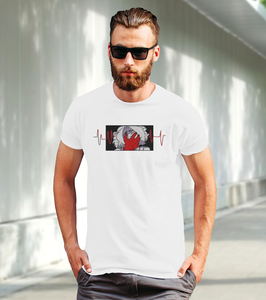 Area Unknown Guqqie New Anime Character With Red Hand And Heartbeat Line T-Shirt