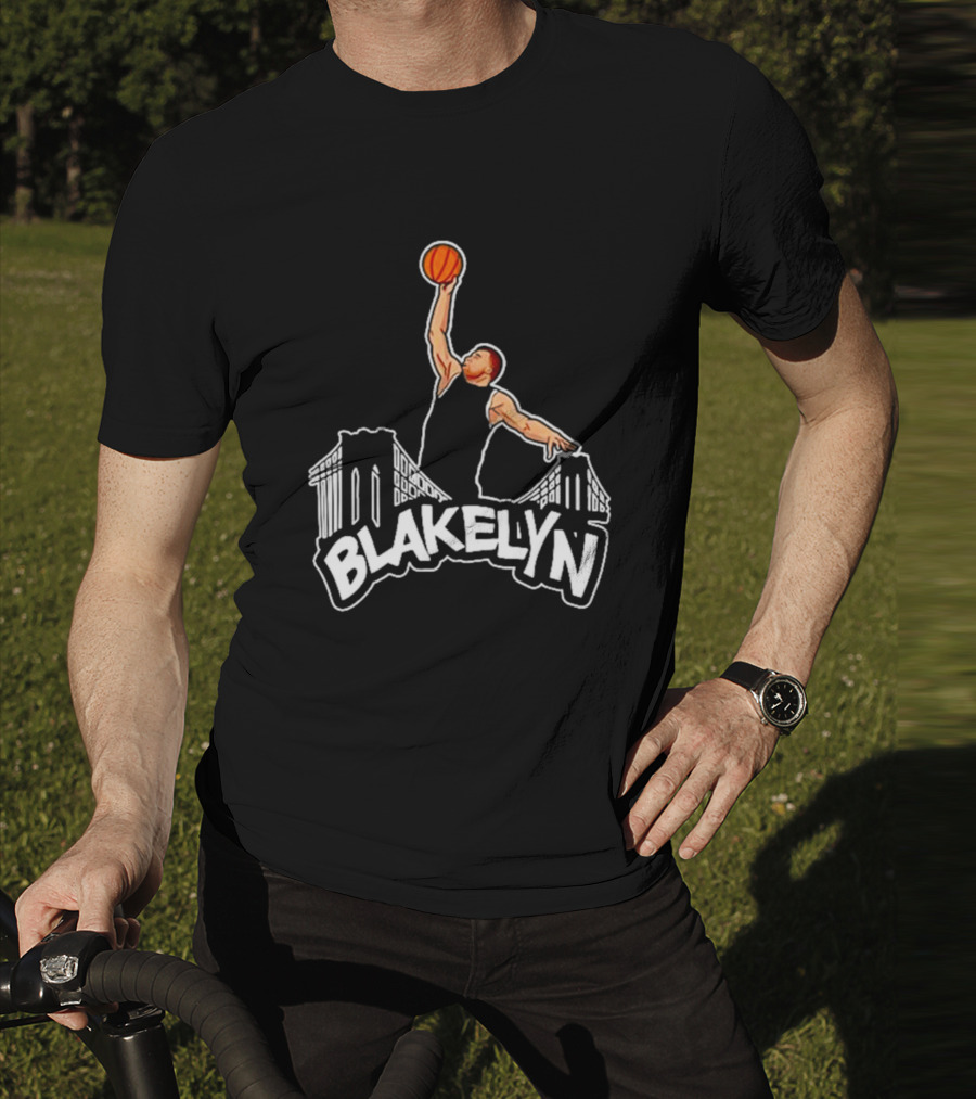 Blakelyn Basketball Dunk Over Bridge Skyline T-Shirt