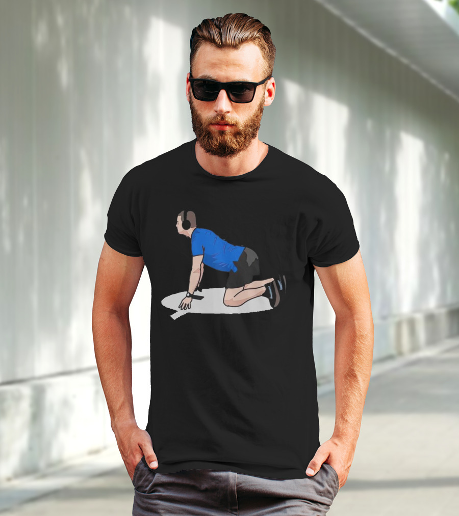 Brandon Staley’s Pregame Routine Headphones Kneeling Exercise T-Shirt