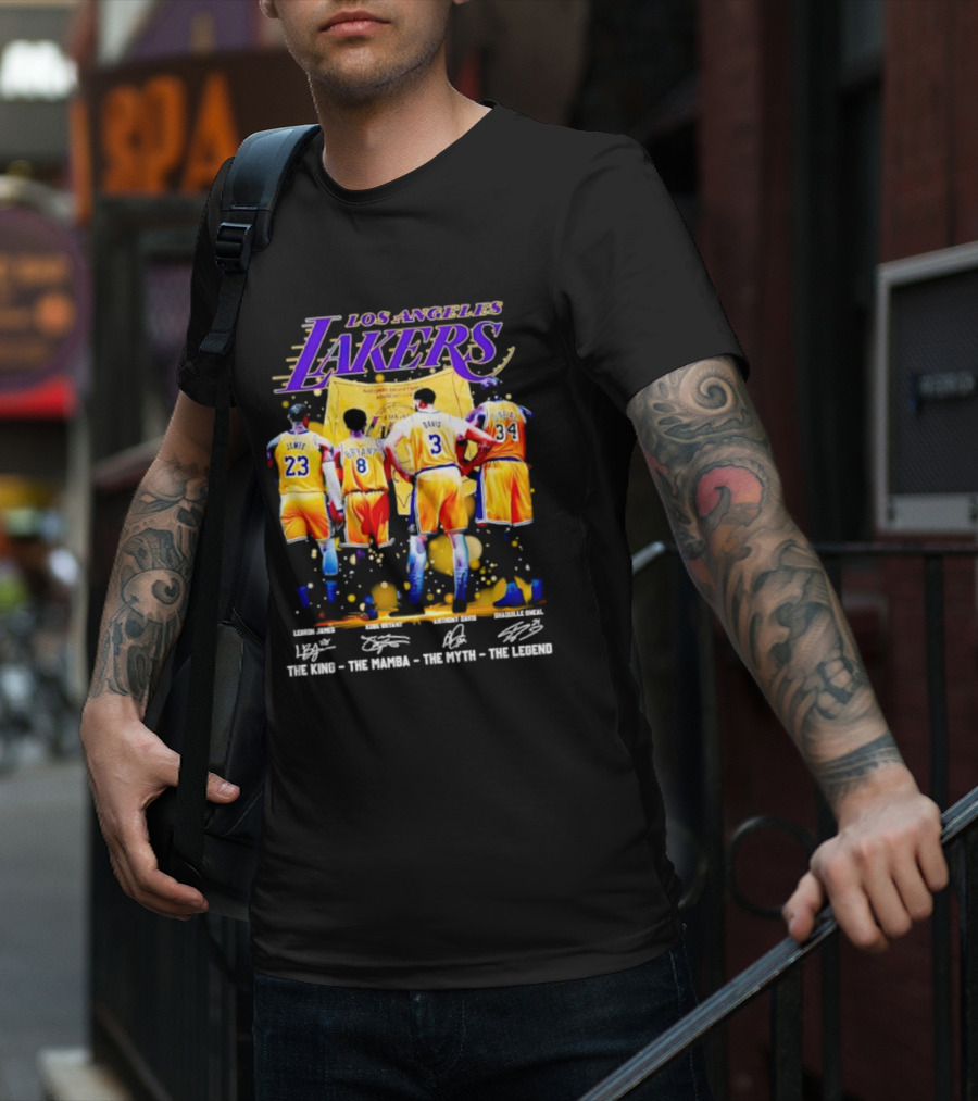 Los Angeles Lakers LeBron James Kobe Bryant Anthony Davis Shaquille O'Neal The King The Mamba The Myth The Legend T-Shirt