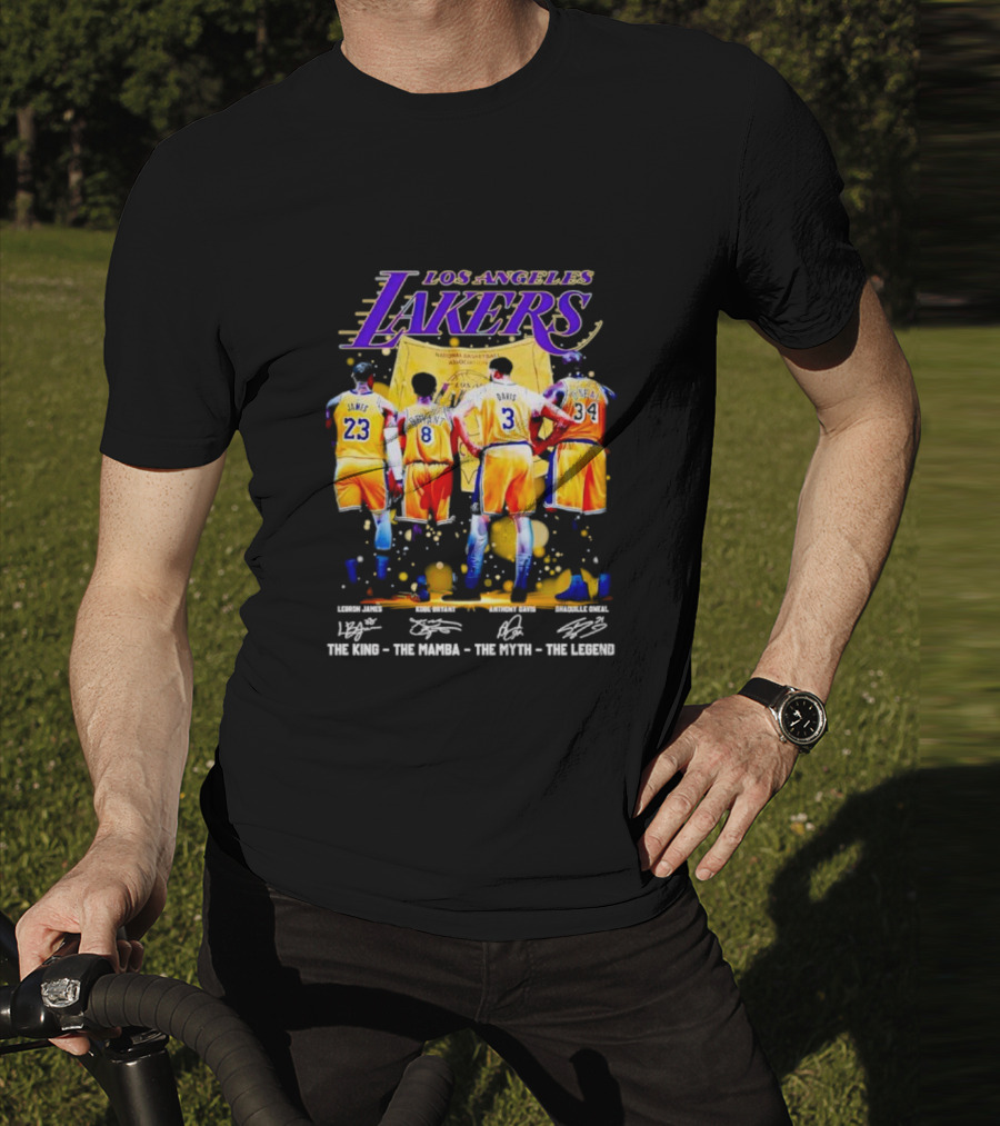 Los Angeles Lakers LeBron James Kobe Bryant Anthony Davis Shaquille O'Neal The King The Mamba The Myth The Legend T-Shirt