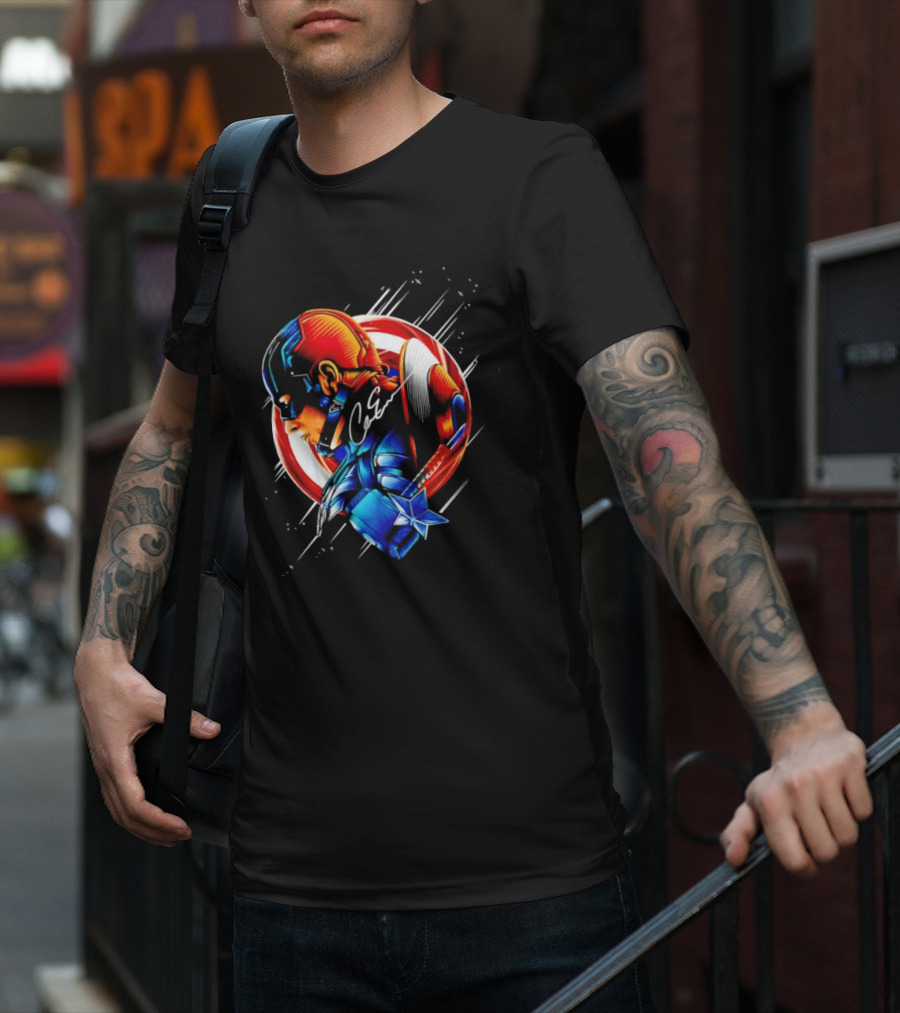 Captain America Profile With Shield Signature T-Shirt