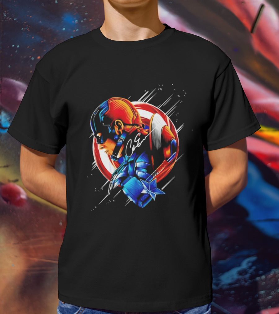 Captain America Profile With Shield Signature T-Shirt