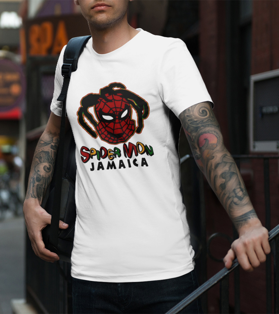 Spider Mon Jamaica Rasta Colors Face T-Shirt