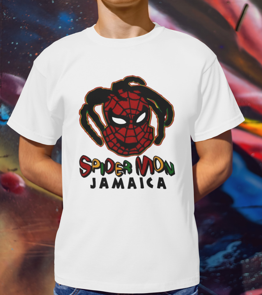 Spider Mon Jamaica Rasta Colors Face T-Shirt