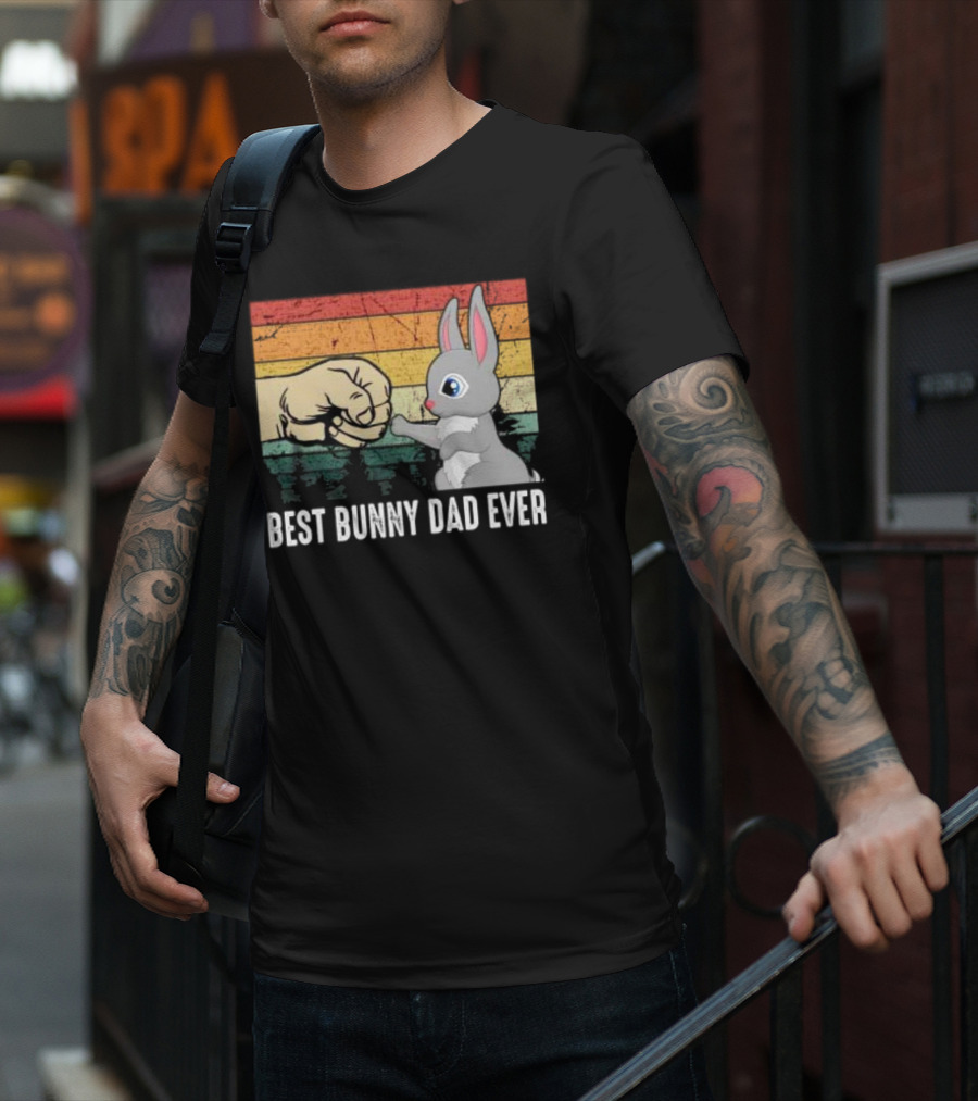 BEST BUNNY DAD EVER Vintage Fist Bump With Rabbit T-Shirt