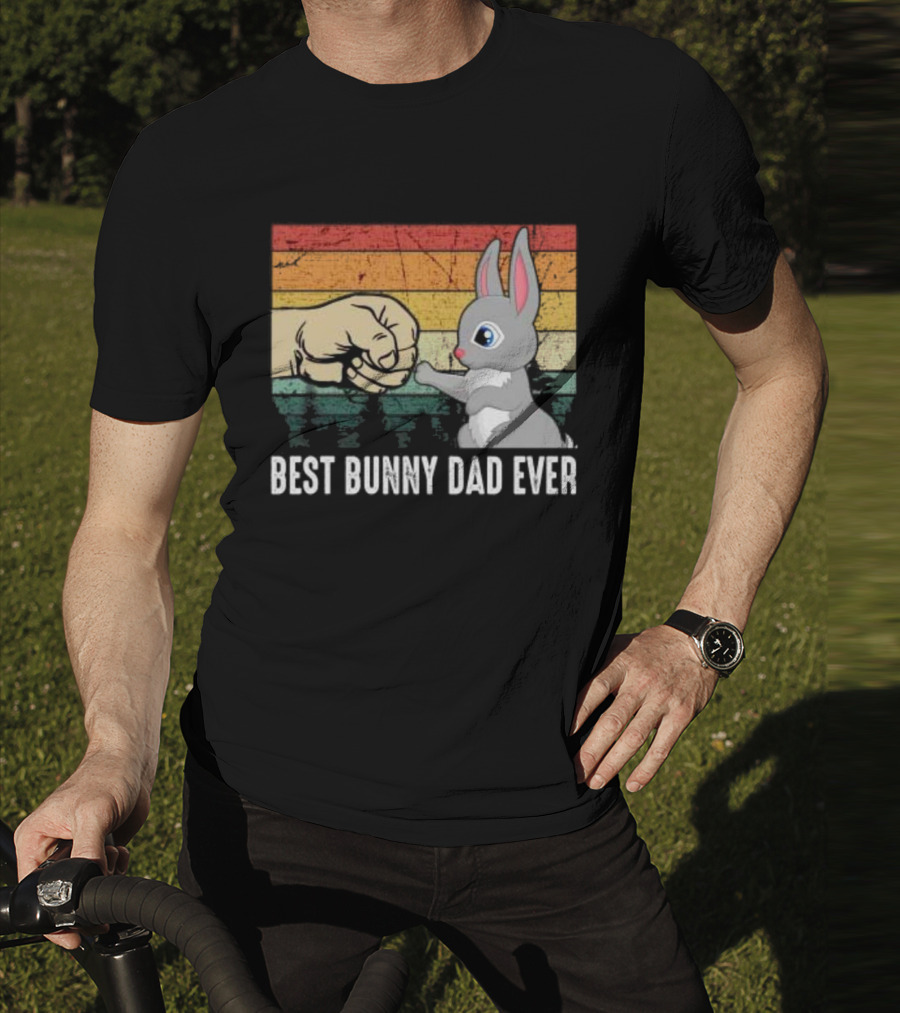 BEST BUNNY DAD EVER Vintage Fist Bump With Rabbit T-Shirt
