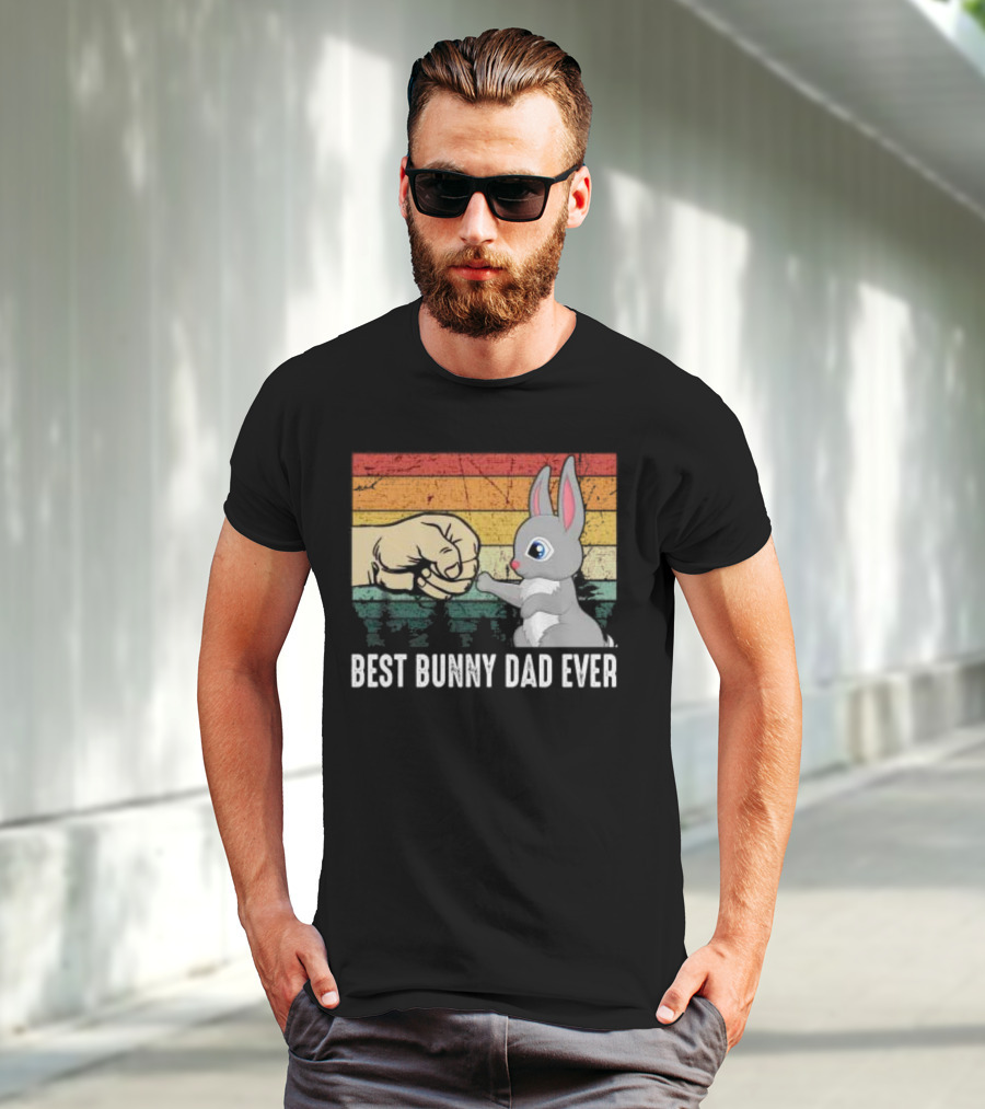 BEST BUNNY DAD EVER Vintage Fist Bump With Rabbit T-Shirt