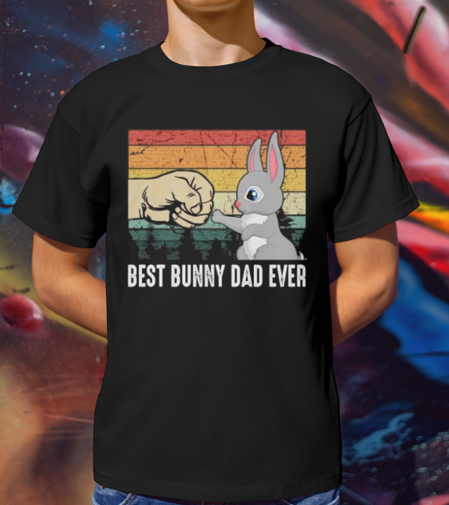 BEST BUNNY DAD EVER Vintage Fist Bump With Rabbit T-Shirt