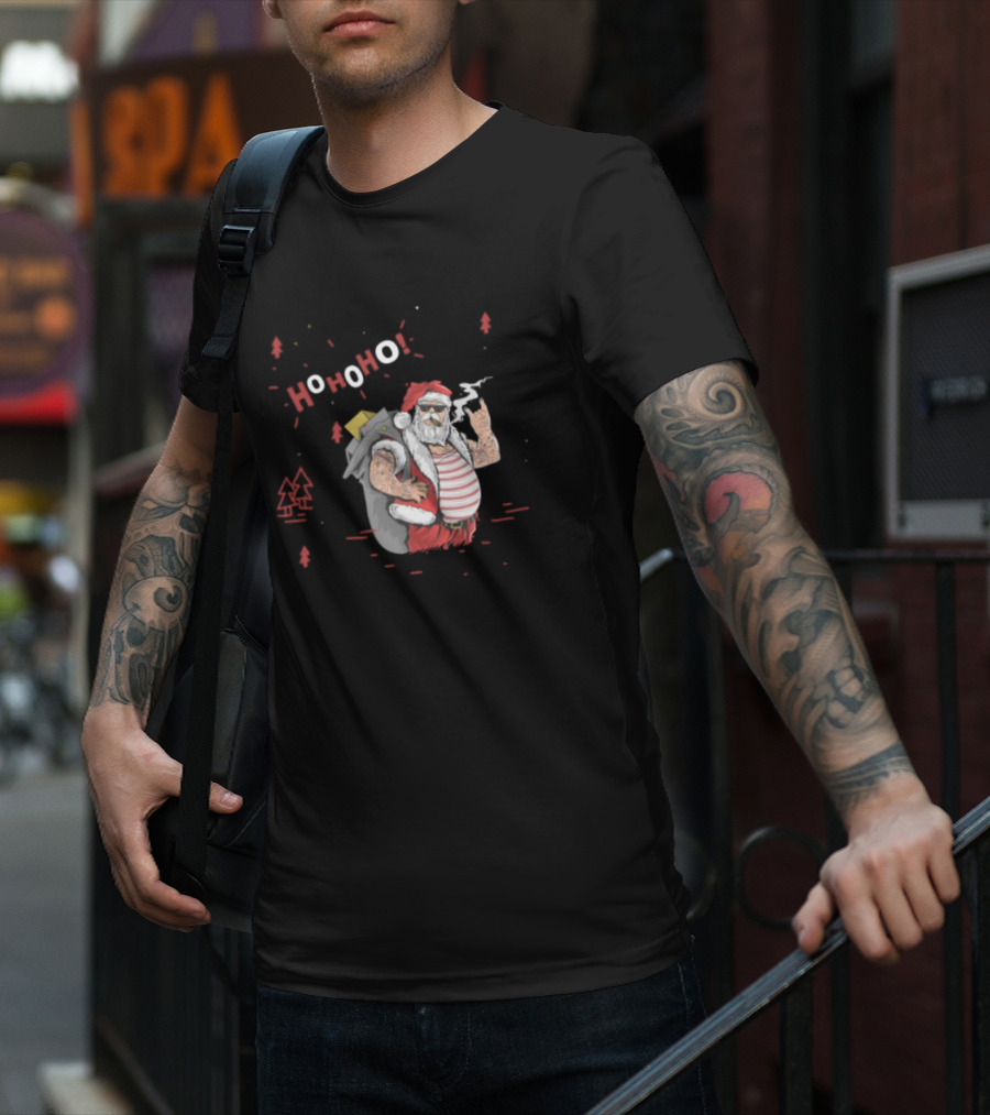Santa Tricks With Ho Ho Ho Christmas T-Shirt