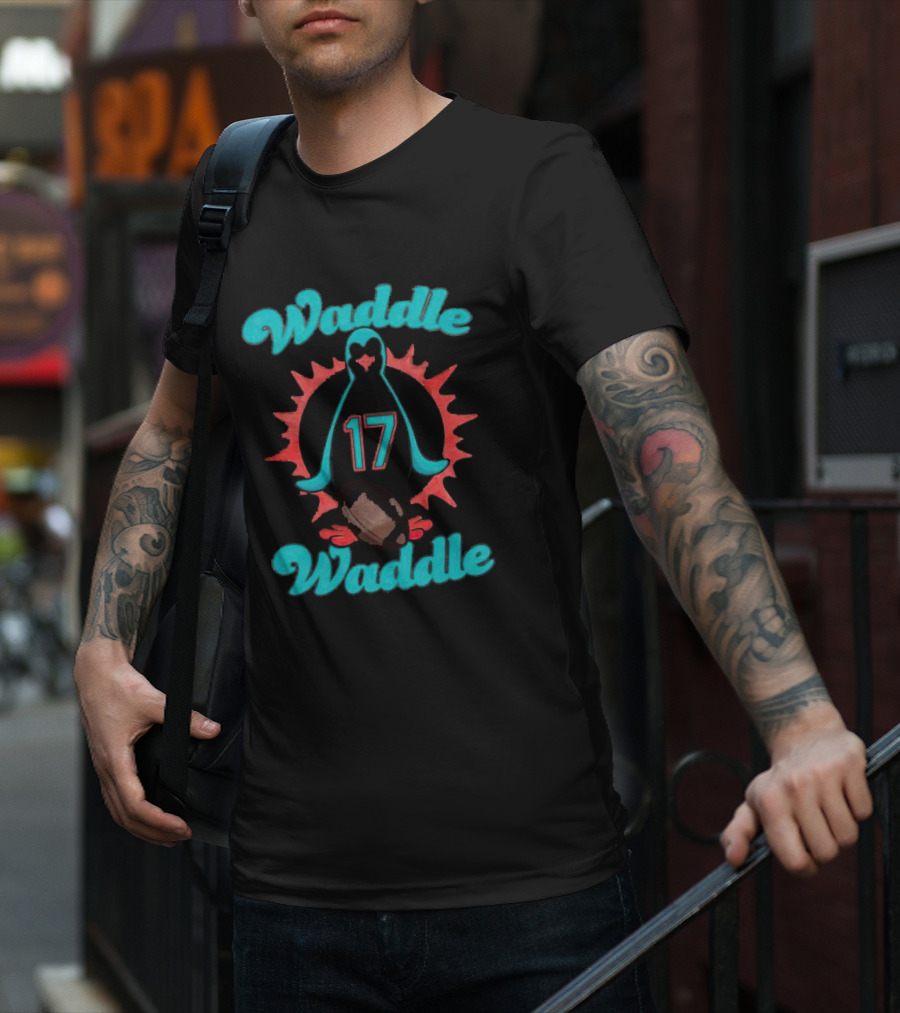 Waddle Waddle 17 Penguin Football Sunburst T-Shirt
