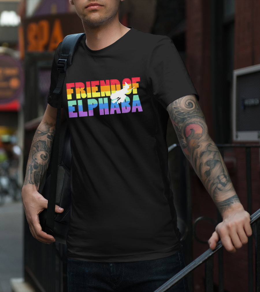 Friend Of Elphaba Pride Rainbow Flying Witch T-Shirt