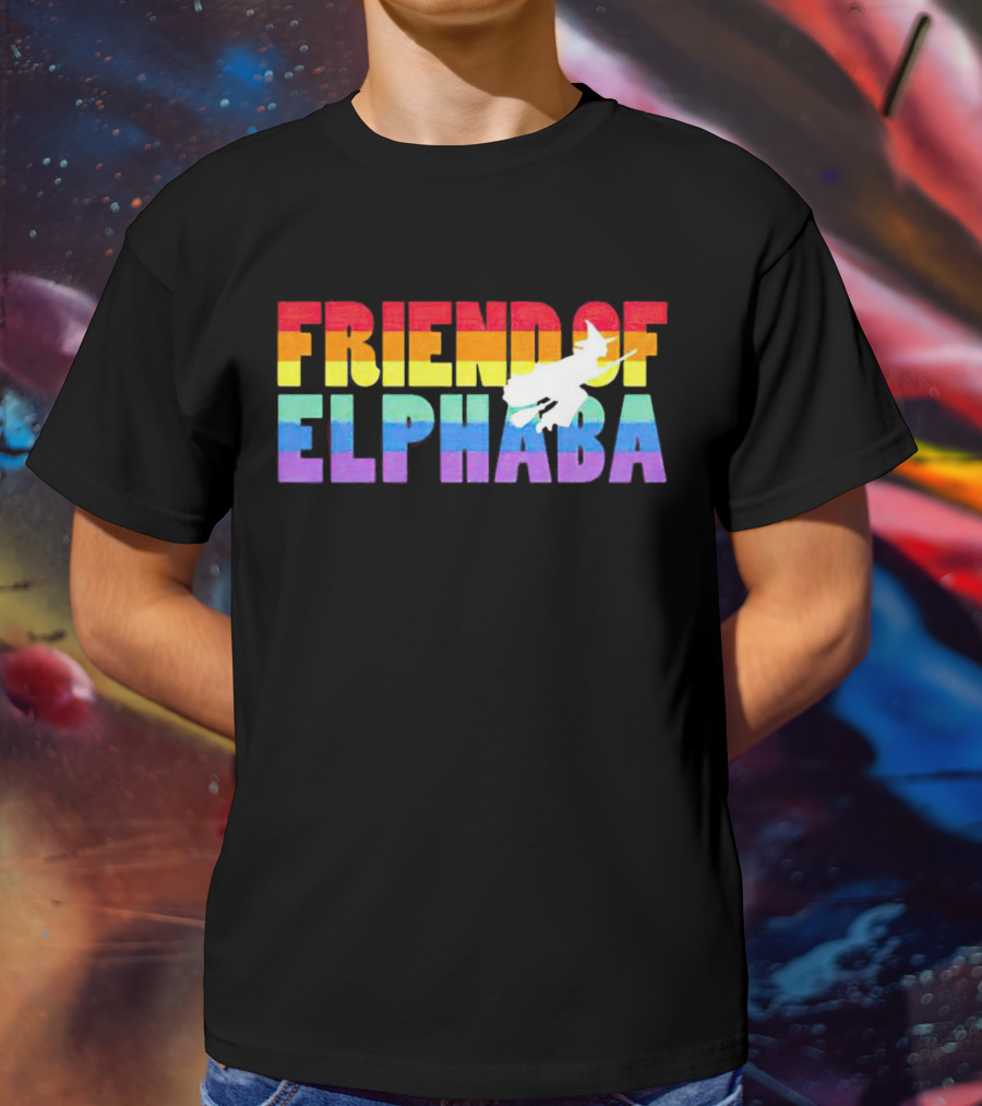Friend Of Elphaba Pride Rainbow Flying Witch T-Shirt