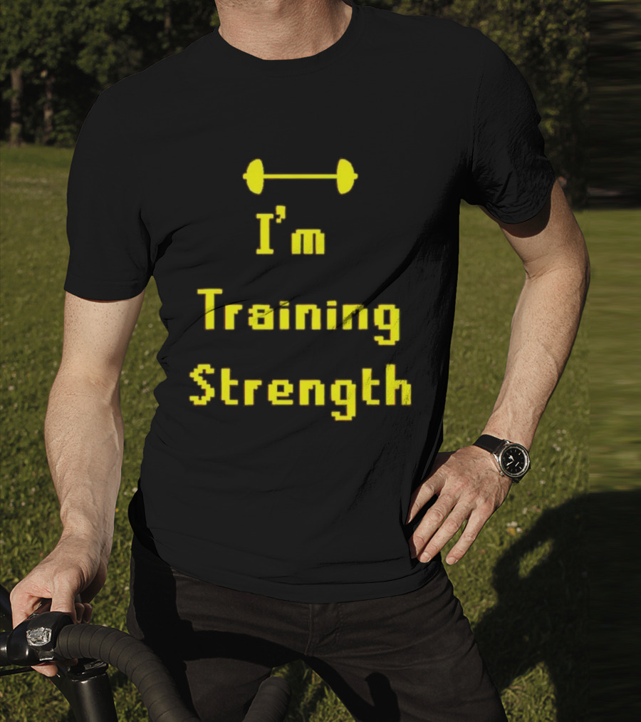 I'm Training Strength Retro Pixel Dumbbell T-Shirt