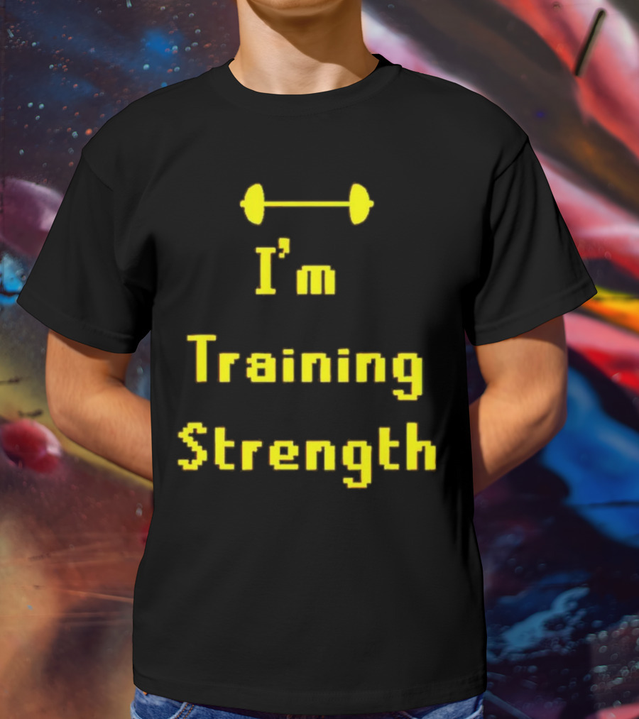 I'm Training Strength Retro Pixel Dumbbell T-Shirt