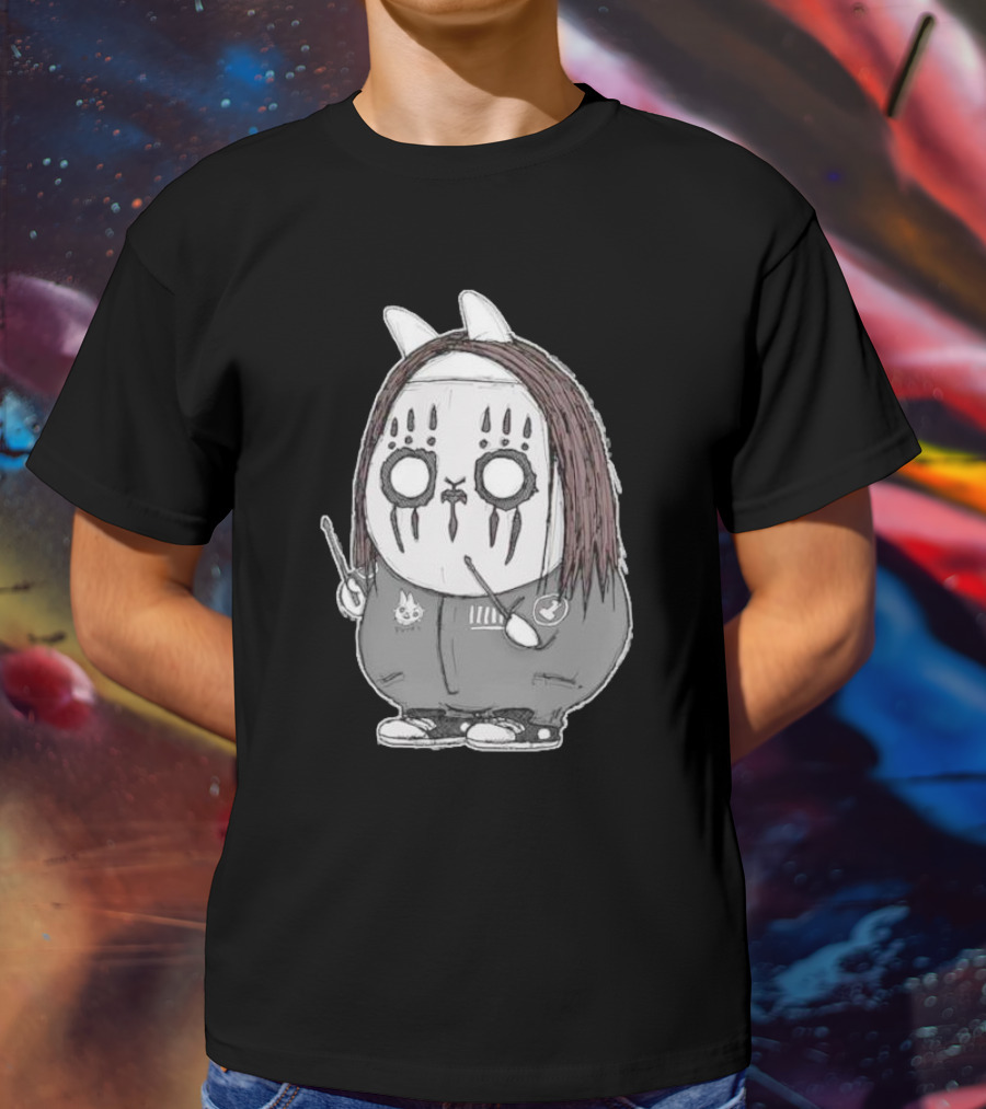 Joey Jordison Fuuki Bunny Drummer Character With Long Hair And Drumsticks T-Shirt