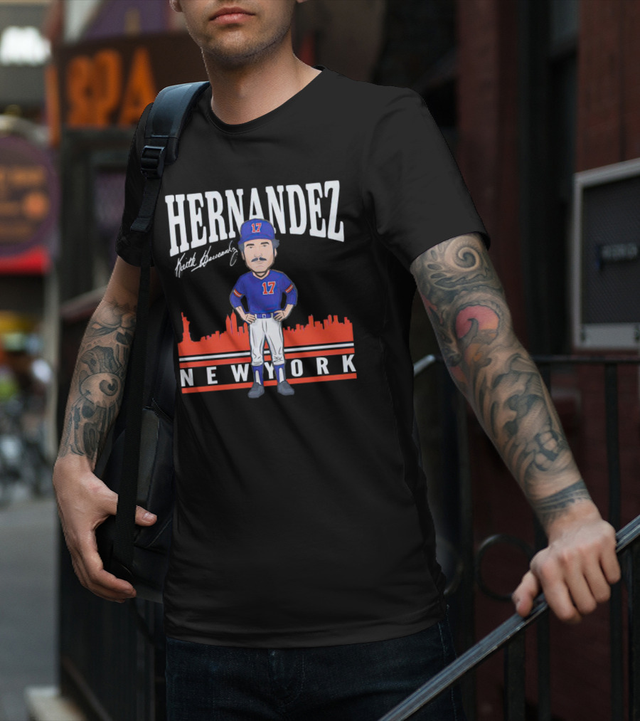 Hernandez Keith Hernandez Caricature New York 17 Signature T-Shirt