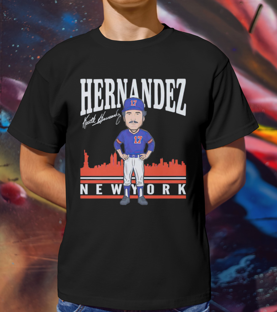 Hernandez Keith Hernandez Caricature New York 17 Signature T-Shirt