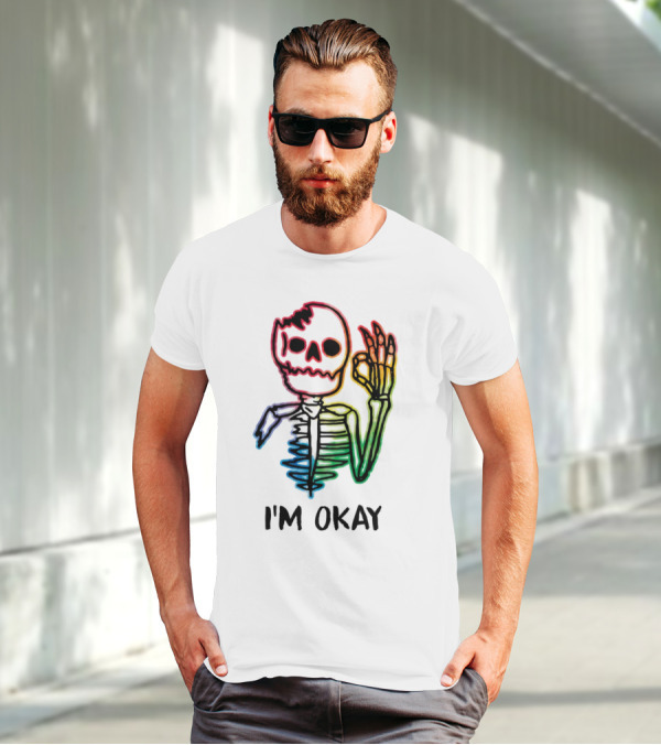 Skeleton Pride Gay Rainbow I'm Okay T-Shirt