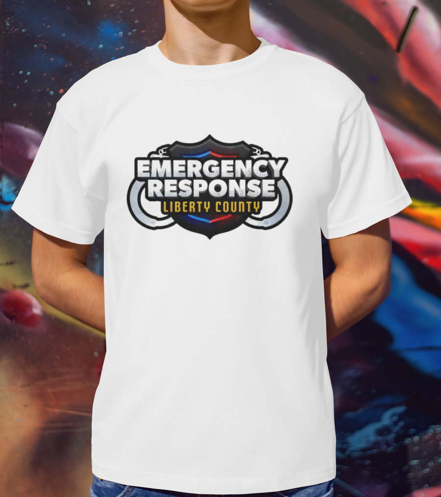 Emergency Response Liberty County Handcuff Shield Emblem T-Shirt